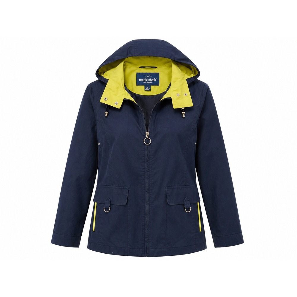 Mackintosh Rain Jacket Womens M Navy Hooded Waterproof Lightweight Coat